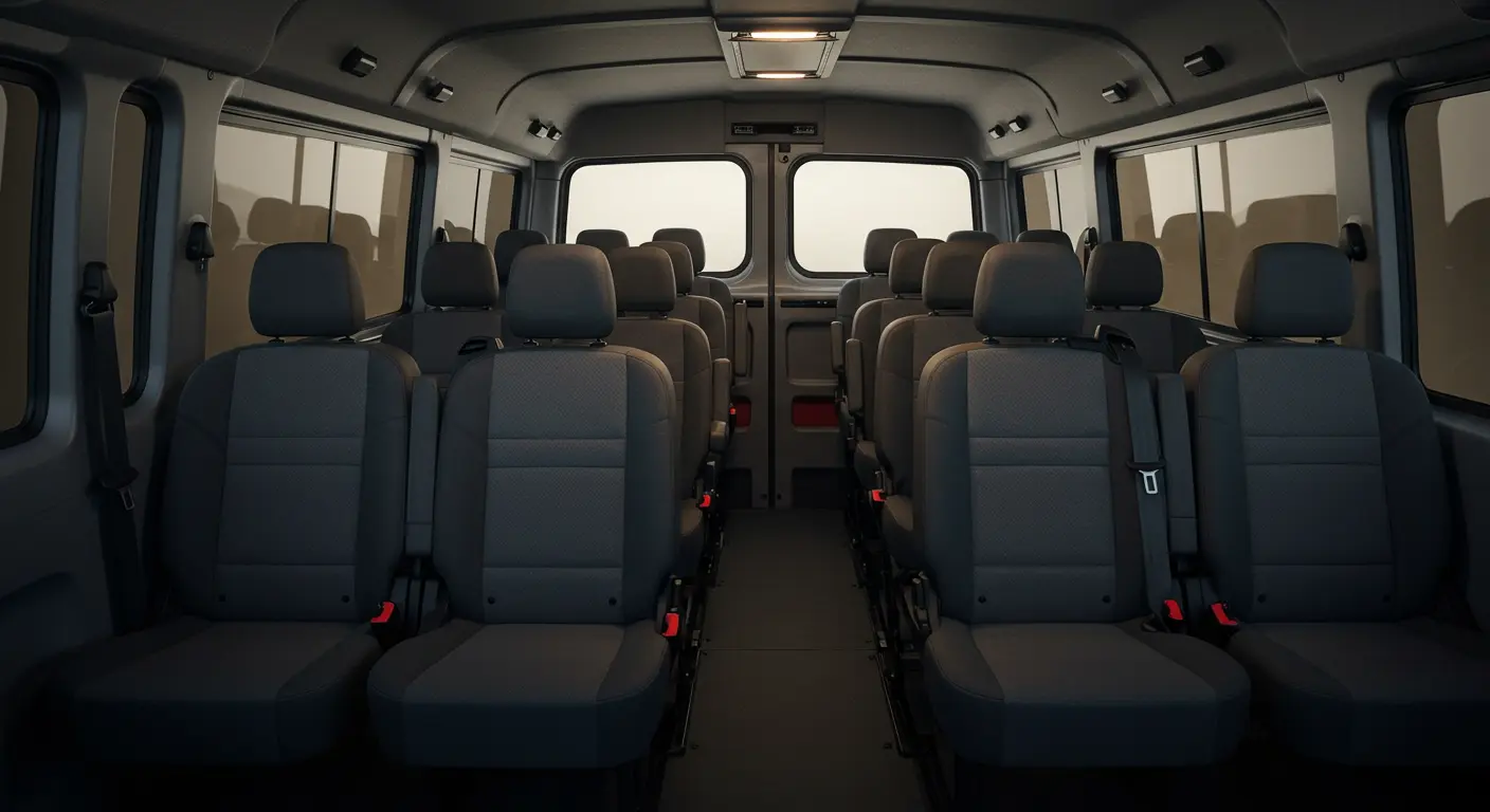 Spacious and comfortable van interior with ergonomic seats