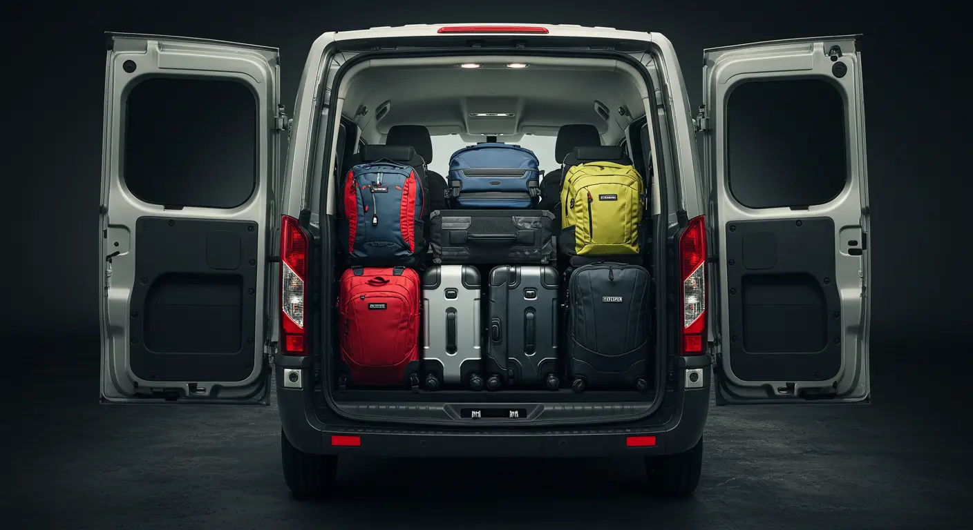 Large luggage space in Ford Transit Passenger Van